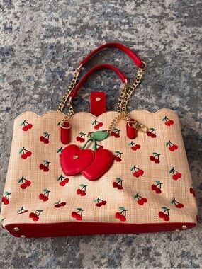 Betsey Johnson Cherry Straw Tote